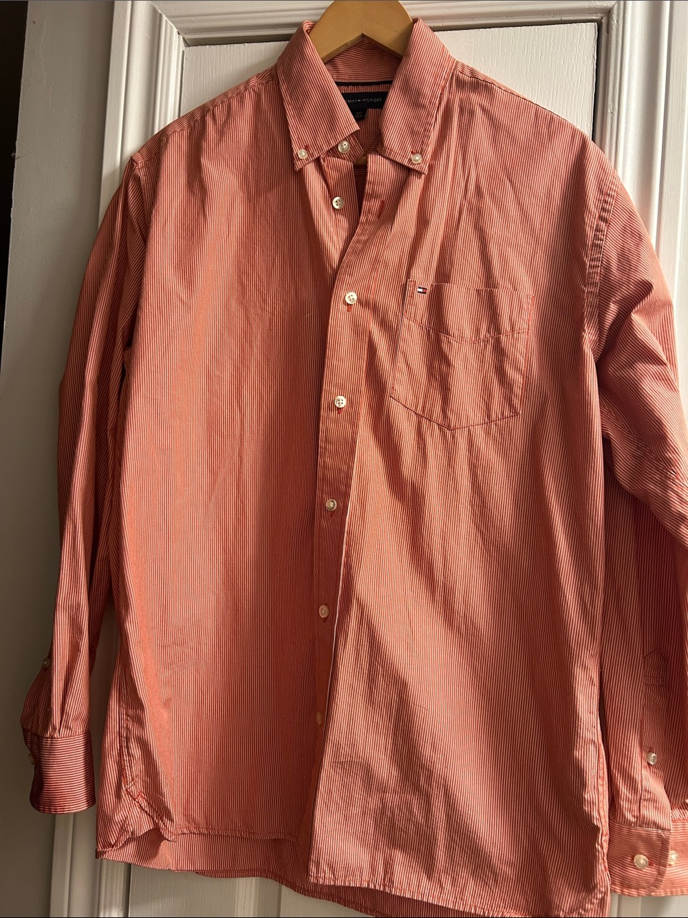Tommy Hilfiger Men's Coral-Striped Button-Down Shirt